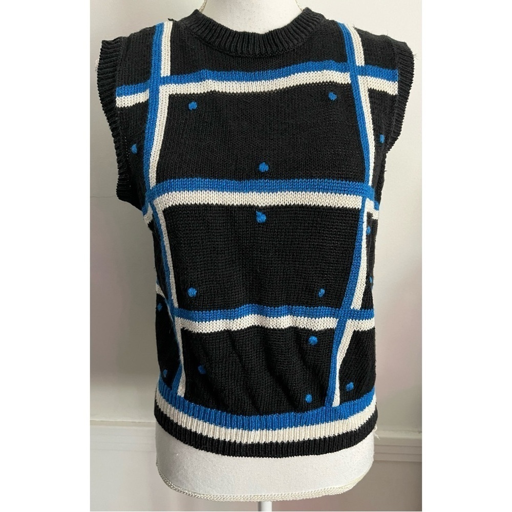 Weathervane • Black and Blue Sleeveless Sweater